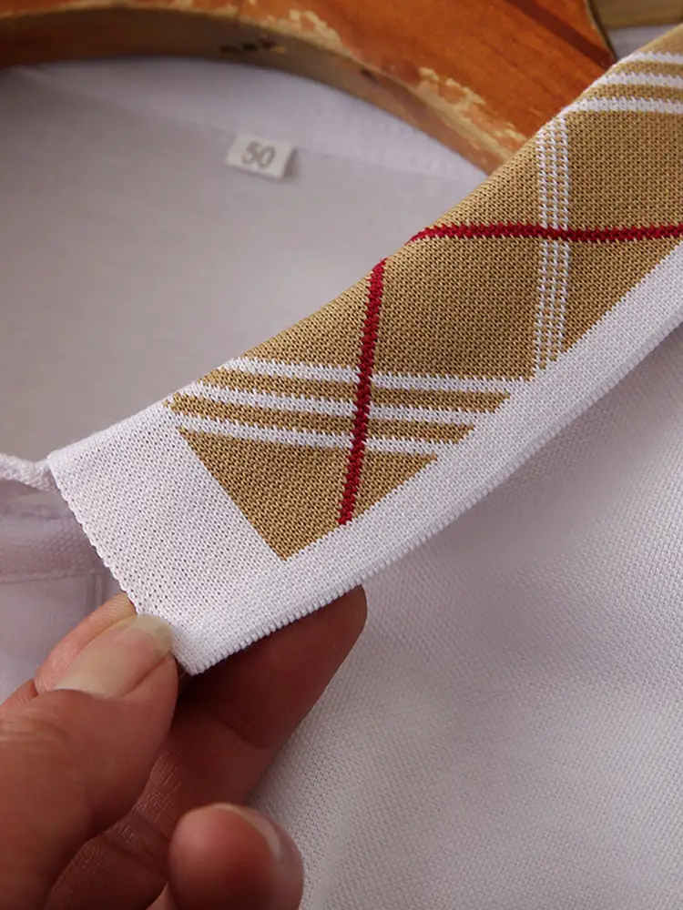 Men's White Embroidered Polo Shirt Summer Breathable - Image 6