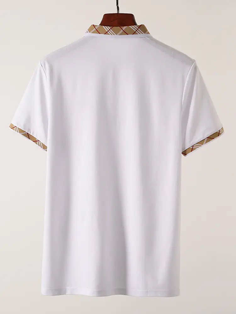 Men's White Embroidered Polo Shirt Summer Breathable - Image 7