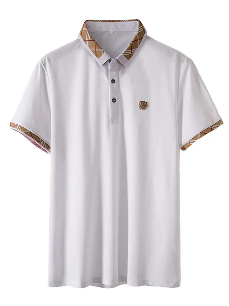 Men's White Embroidered Polo Shirt Summer Breathable - Image 8