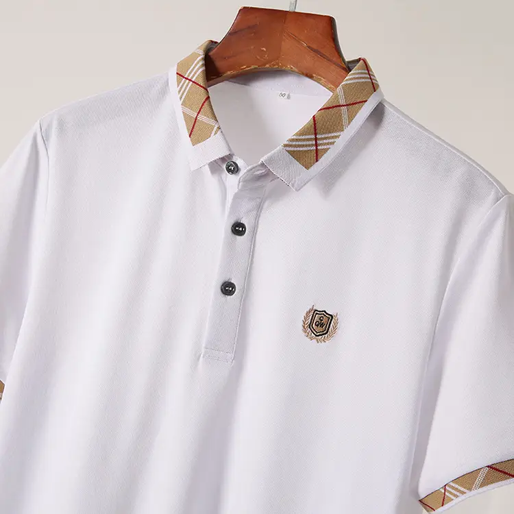 Men's White Embroidered Polo Shirt Summer Breathable — feature 11