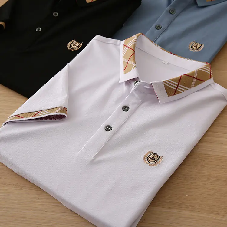 Men's White Embroidered Polo Shirt Summer Breathable — feature 8