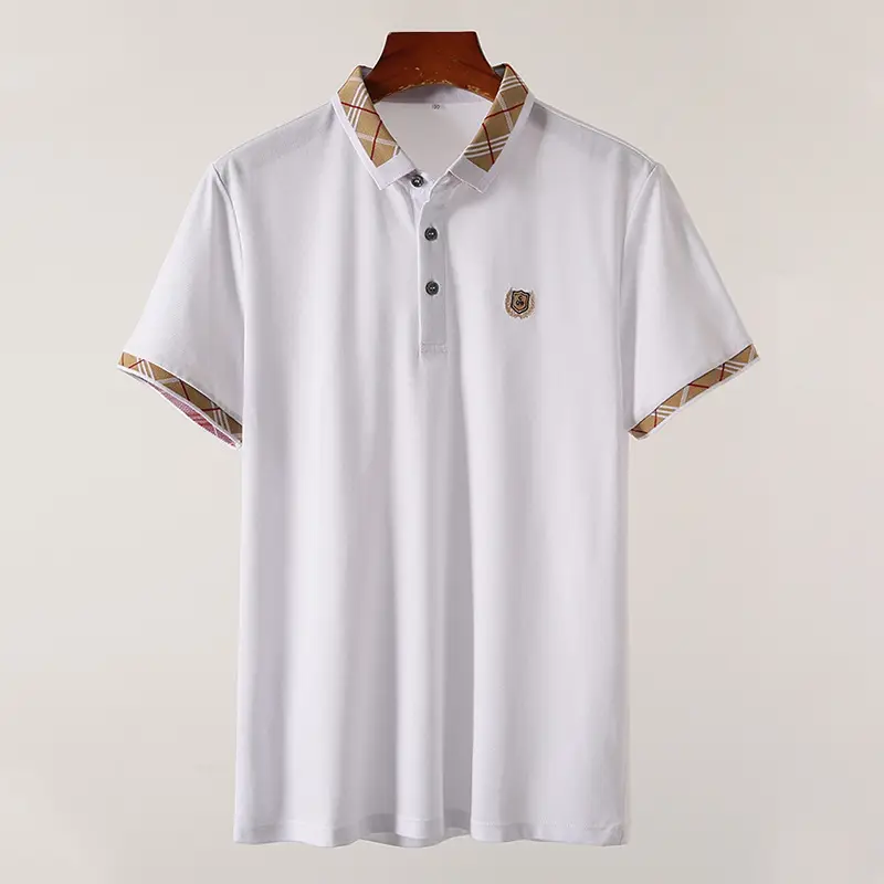 Men's White Embroidered Polo Shirt Summer Breathable - Image 3