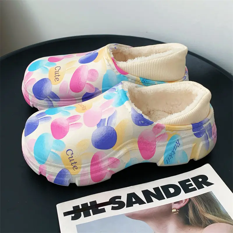 Thickened Winter Cute Cotton Slippers, New Soft-Soled Closed-Back Warm Non-Slip Maternity Postpartum Thick-Soled Surgical Cotton Shoes