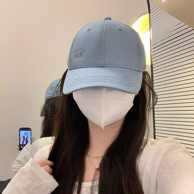 2026 Women Blue Baseball Cap Face Mask Sun Hat Large Circumference Korean Style - Image 7