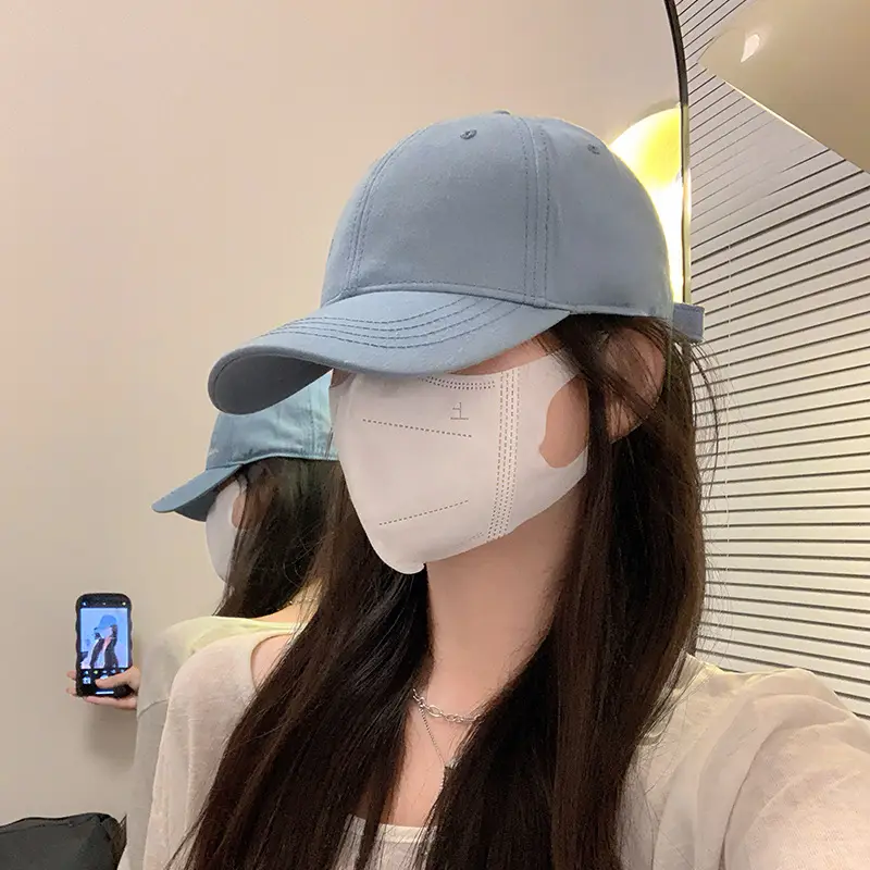 2026 Women Blue Baseball Cap Face Mask Sun Hat Large Circumference Korean Style - Image 8