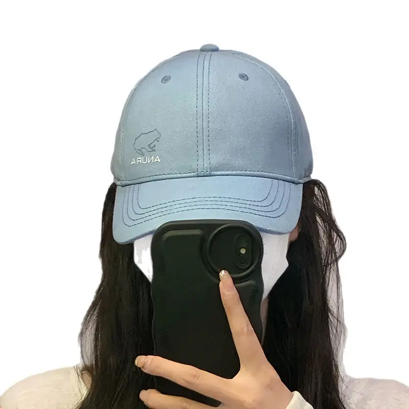 2026 Women Blue Baseball Cap Face Mask Sun Hat Large Circumference Korean Style - Image 9