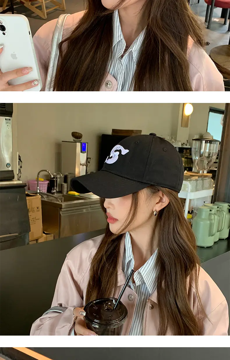 Korean Style Gray Baseball Cap with Double Letter Embroidery — feature 7
