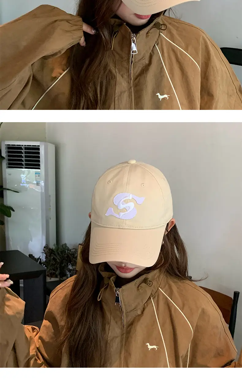 Korean Style Gray Baseball Cap with Double Letter Embroidery — feature 9