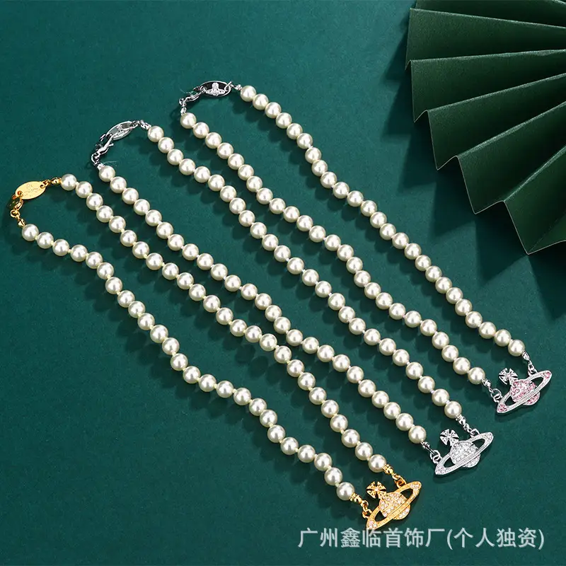 Queen Mother Necklace Women Pearl Pin Paperclip Same Style Pendant Planet European and American Factory Wholesale - Image 37
