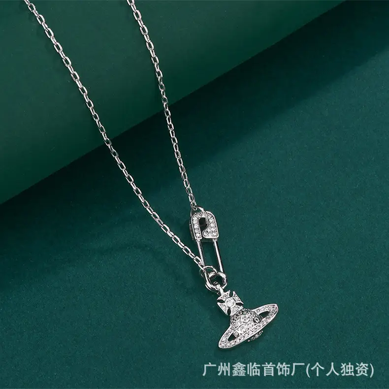 Queen Mother Necklace Women Pearl Pin Paperclip Same Style Pendant Planet European and American Factory Wholesale - Image 13