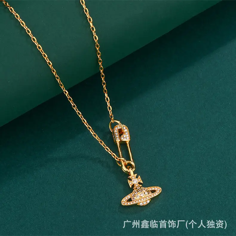 Queen Mother Necklace Women Pearl Pin Paperclip Same Style Pendant Planet European and American Factory Wholesale - Image 14