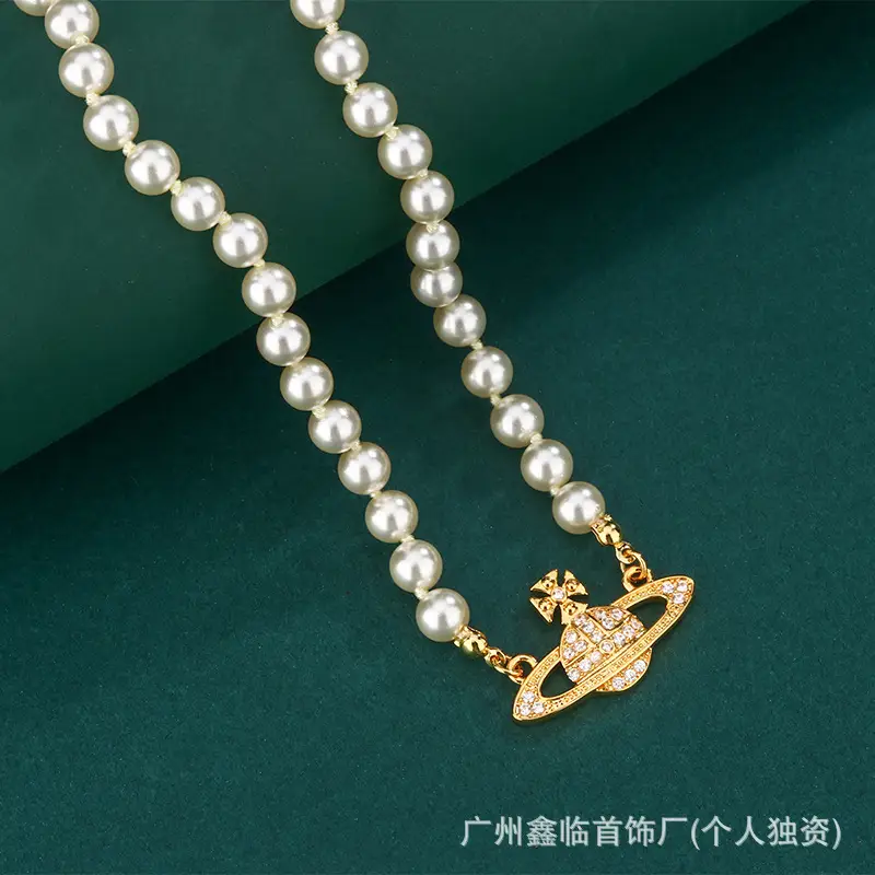 Queen Mother Necklace Women Pearl Pin Paperclip Same Style Pendant Planet European and American Factory Wholesale - Image 5