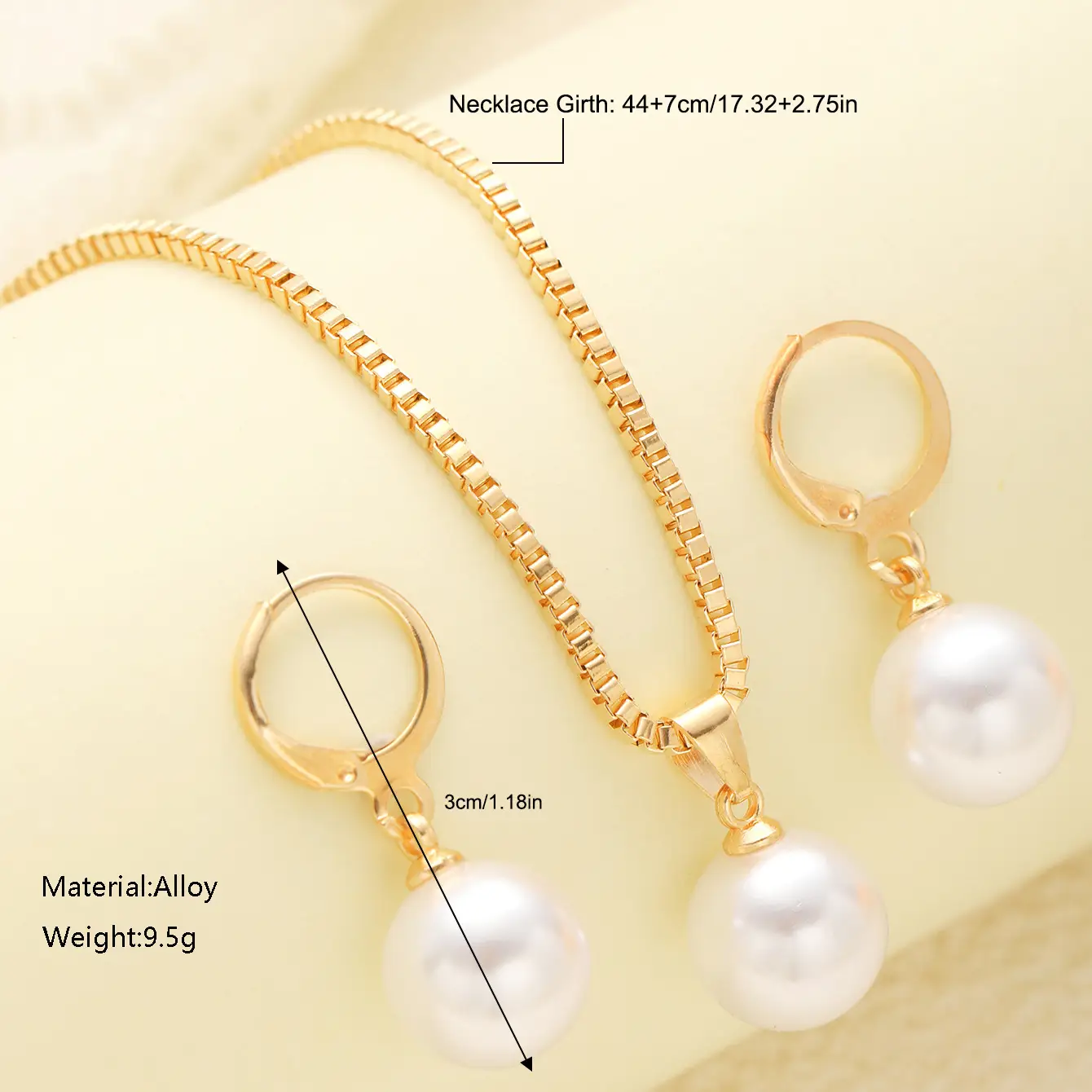 Gold Pearl Necklace Set with Earrings for Women