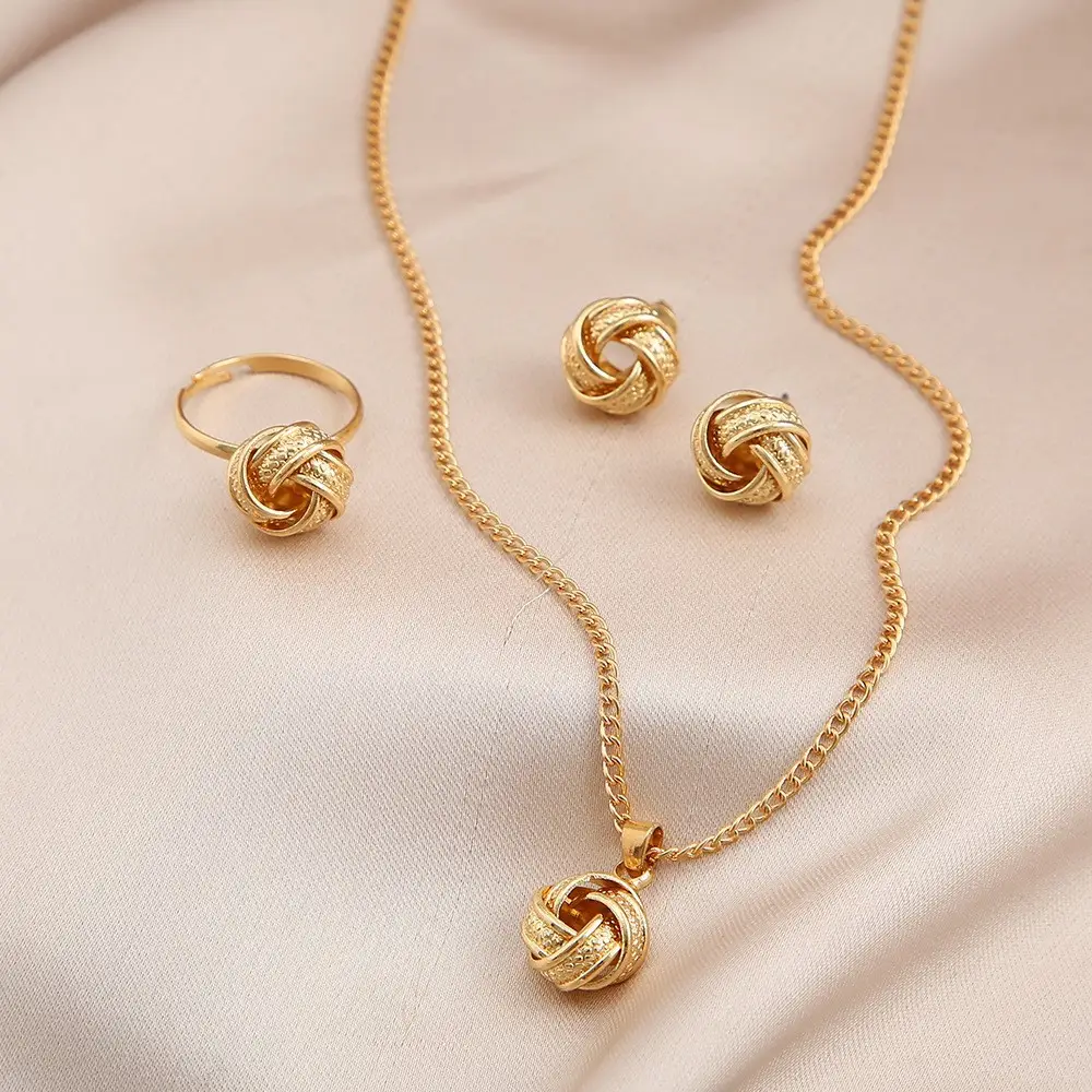 Gold Pearl Necklace Set with Earrings for Women