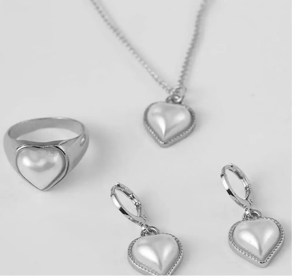 Gold Pearl Necklace Set with Earrings for Women