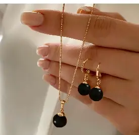 Gold Pearl Necklace Set with Earrings for Women