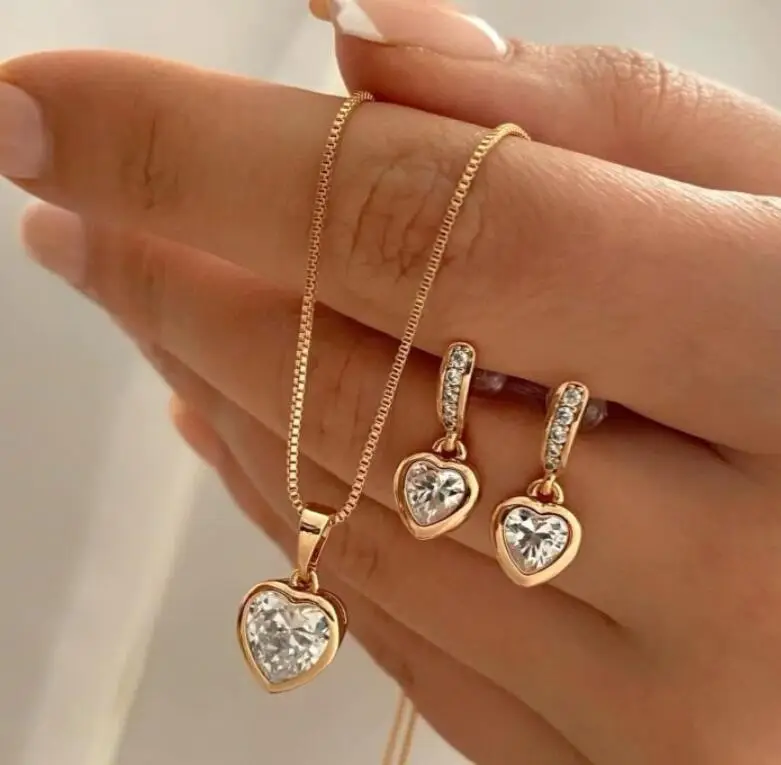 Gold Pearl Necklace Set with Earrings for Women