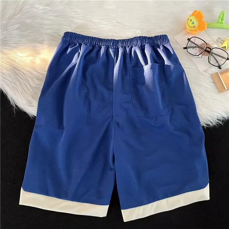 Men Embroidered Shorts Blue Green Black Large Summer - Image 5