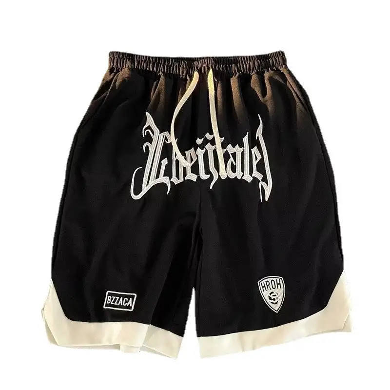 Men Embroidered Shorts Blue Green Black Large Summer - Image 6