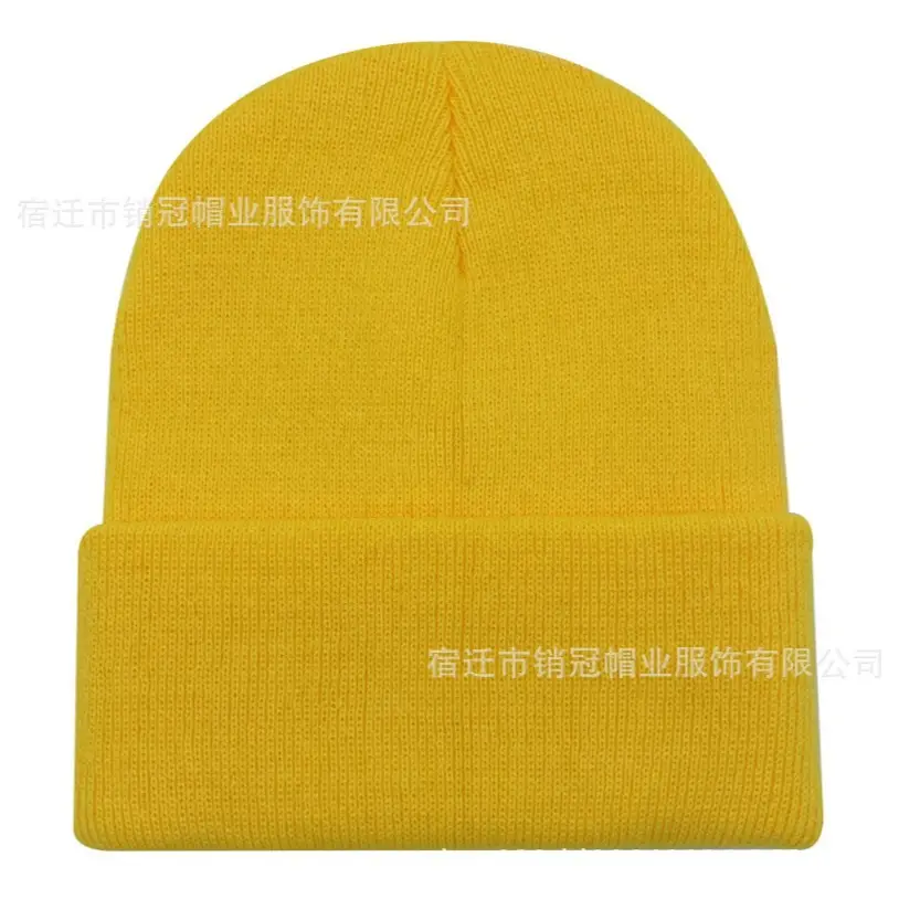 Winter Knitted Beanie Cap Pink Logo Customized