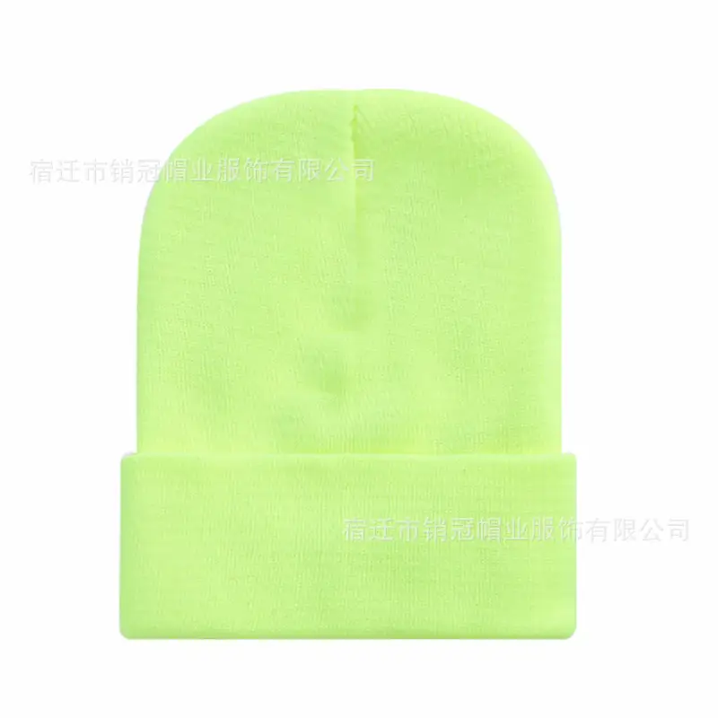 Winter Knitted Beanie Cap Pink Logo Customized