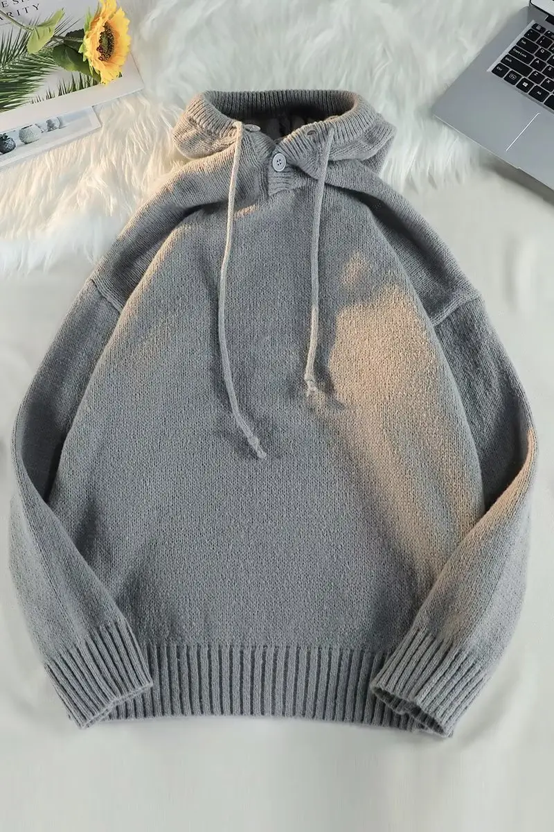 Men's Grey Hooded Sweatshirt Jacket Winter Warm Cozy — feature 21