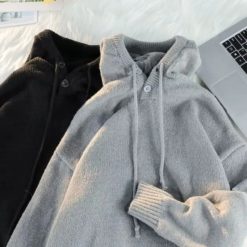 Men's Grey Hooded Sweatshirt Jacket Winter Warm Cozy — feature 29