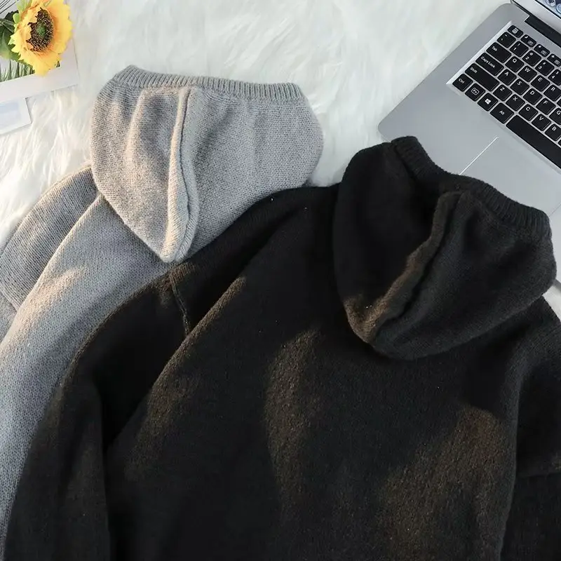 Men's Grey Hooded Sweatshirt Jacket Winter Warm Cozy — feature 30