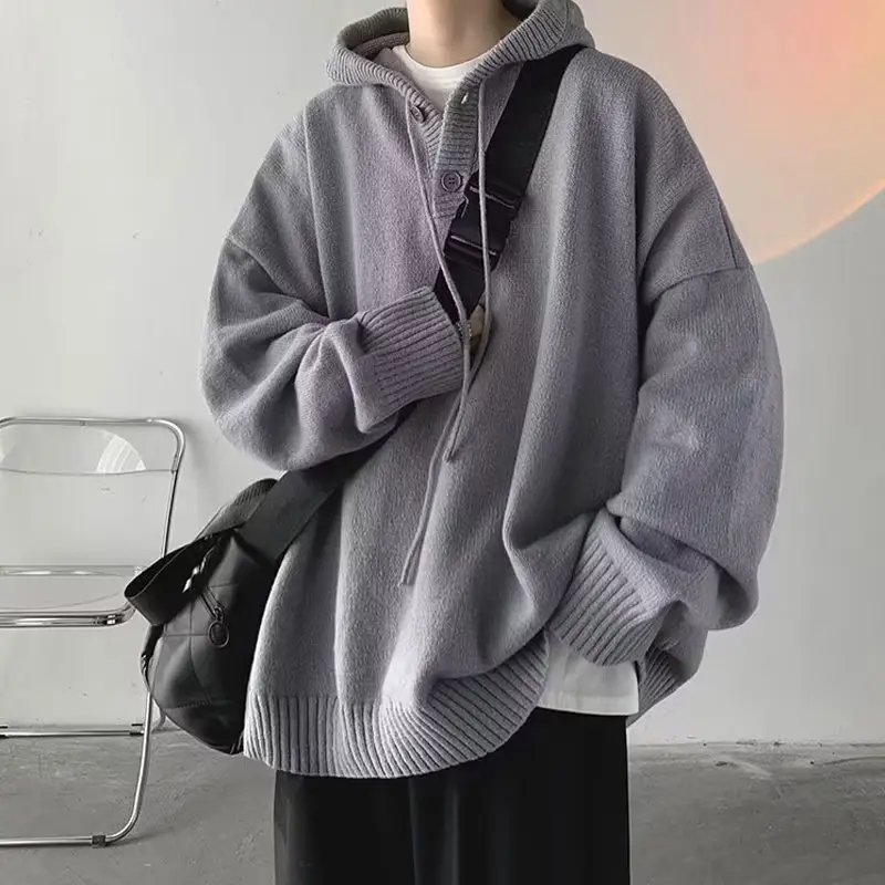 Men's Grey Hooded Sweatshirt Jacket Winter Warm Cozy — feature 8