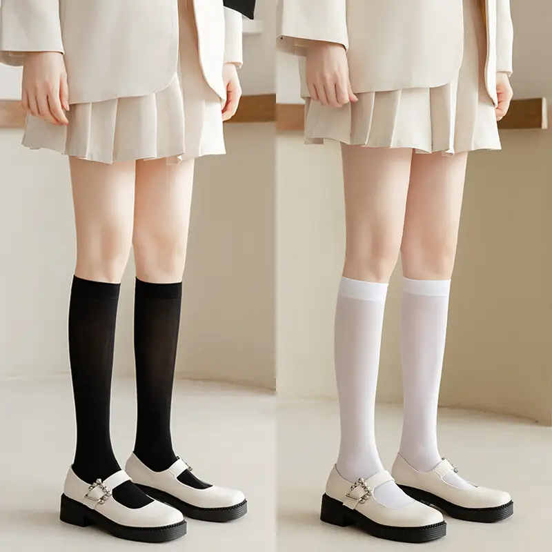 【Dropshipping】Velvet Calf Socks Jk Style Mid-Calf Over-The-Knee Socks Spring, Autumn, and Winter Thin Short Socks Knee-High Socks — feature 1