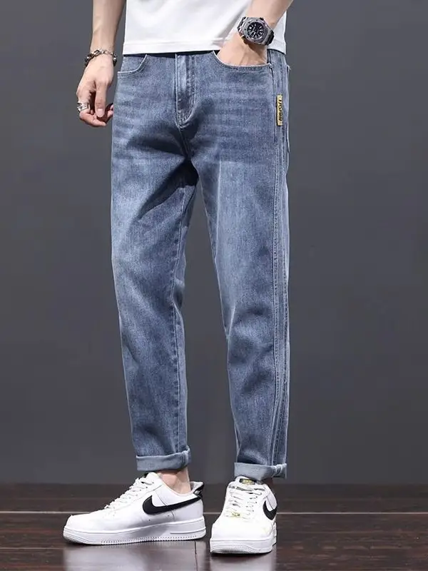Men Slim Fit Stretch Grey Jeans 2024 - Image 8