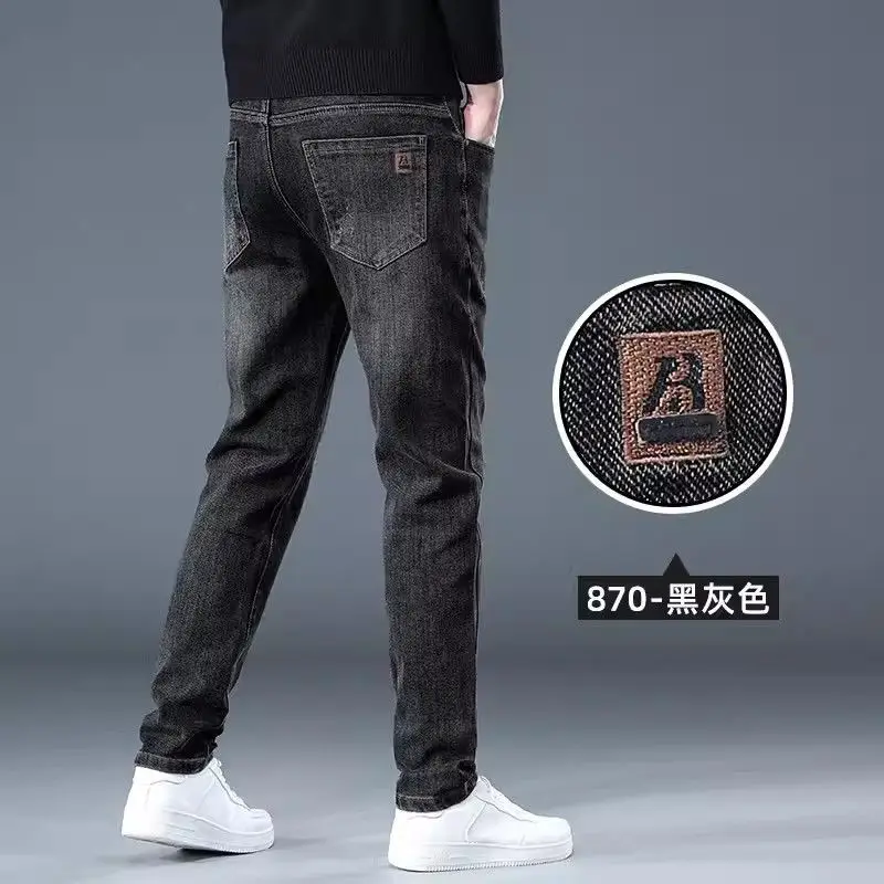 Men Slim Fit Stretch Grey Jeans 2024 - Image 2
