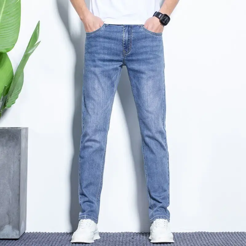 Men Slim Fit Stretch Grey Jeans 2024 - Image 3