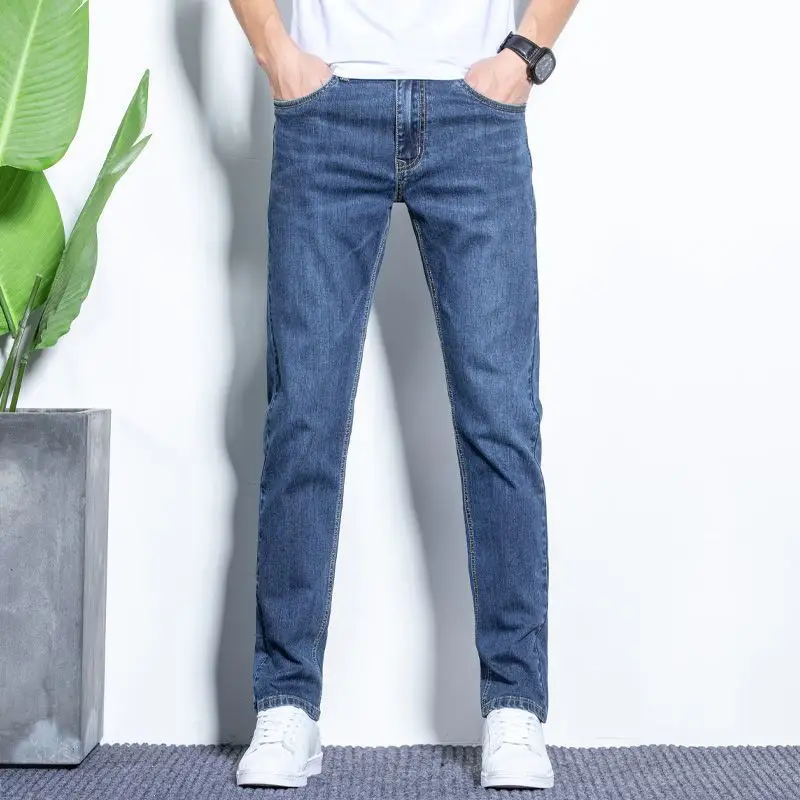 Men Slim Fit Stretch Grey Jeans 2024 - Image 5