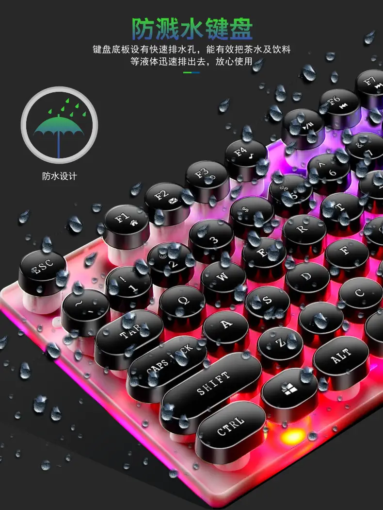 Limo GTX300 Keyboard and Mouse Set Punk Retro Keyboard Backlight Game USB Wired Suspension Keyboard and Mouse Set — feature 15