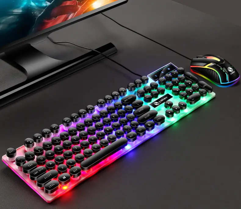 Limo GTX300 Keyboard and Mouse Set Punk Retro Keyboard Backlight Game USB Wired Suspension Keyboard and Mouse Set — feature 9