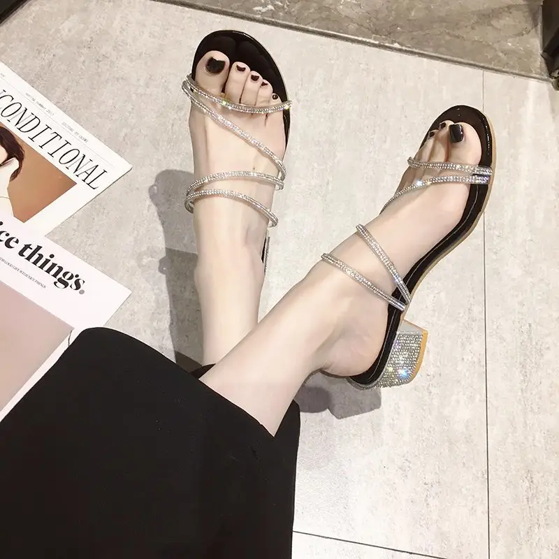 Women Rhinestone Open Toe High Heels 2025