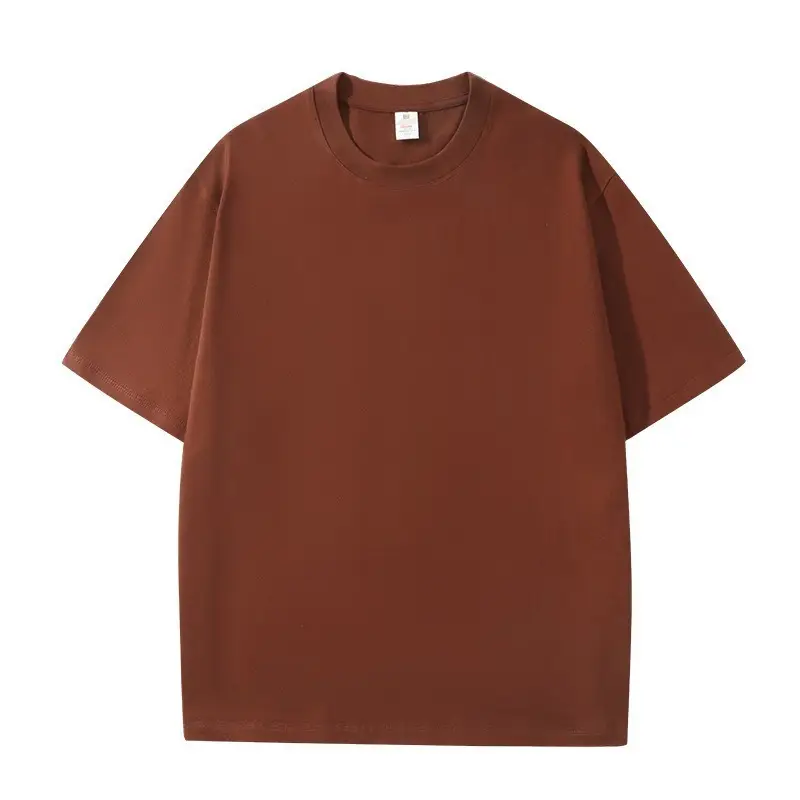 Men Cotton Crewneck T-Shirt 240g Summer Loose Casual — feature 15