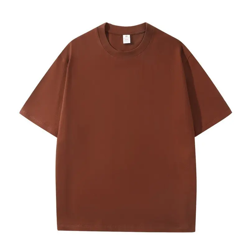 Men Cotton Crewneck T-Shirt 240g Summer Loose Casual - Image 4