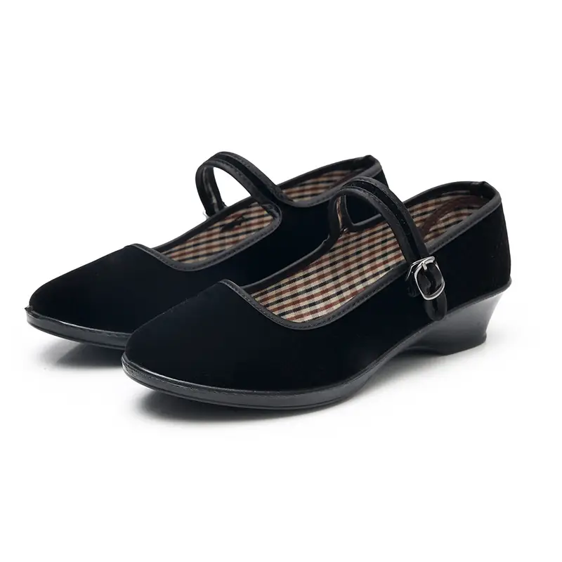 Old Beijing cloth shoes women's flat shoes work shoes women's shoes soft bottom not tired feet mother shoes black shoes dance shoes