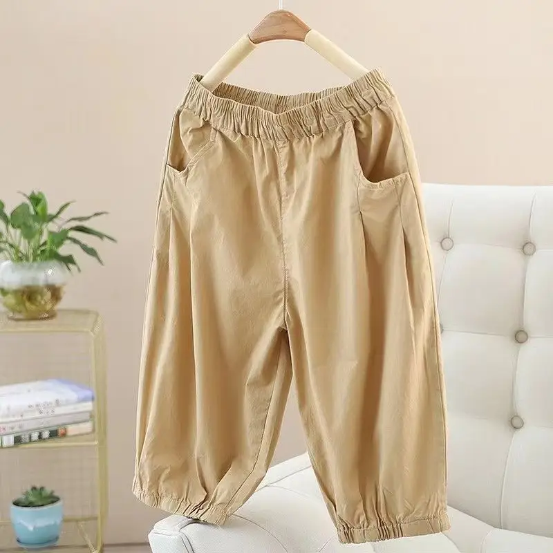 Women's Summer Cropped Pants with Loosen Belt Pocket - Image 2