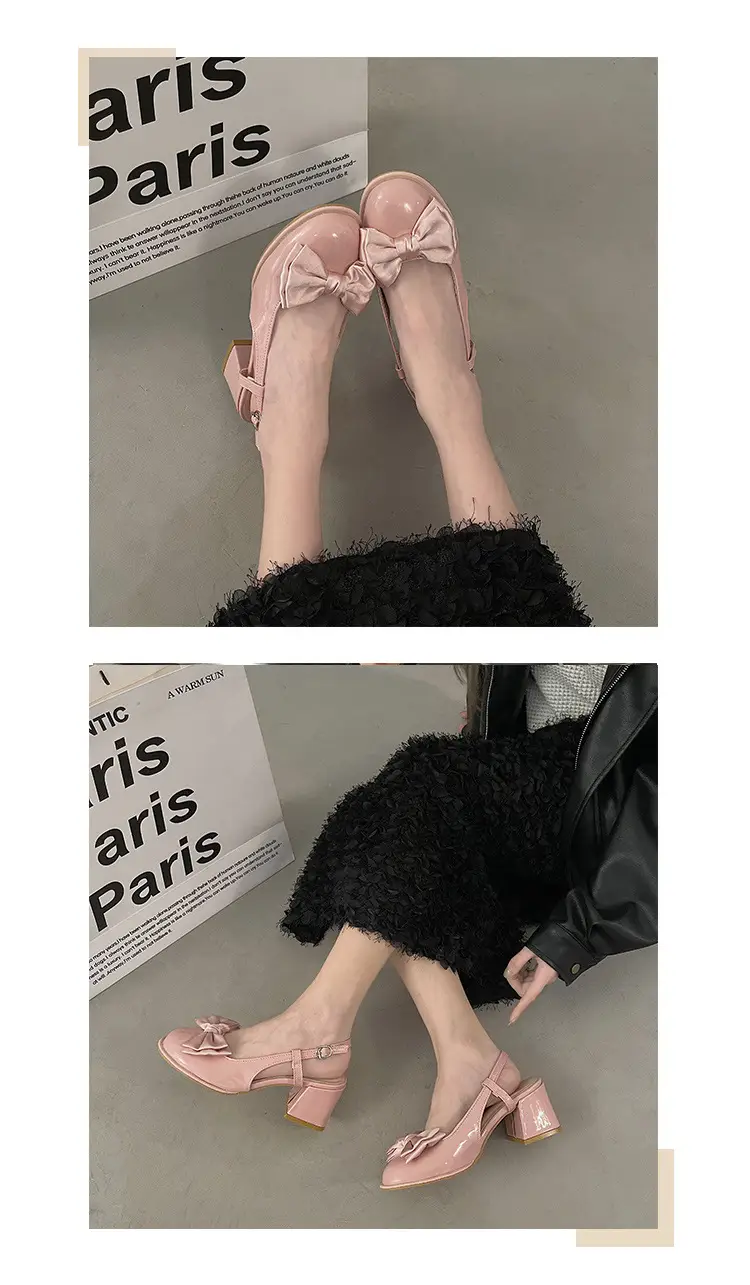 Women's Black Bow Round Toe Heel Sandals 2025 — feature 8
