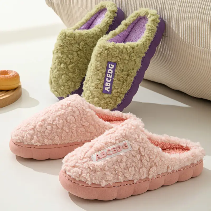 Thick-soled fluffy slippers women's autumn and winter moon shoes household home couples indoor warm non-slip cotton slippers wholesale - Image 24