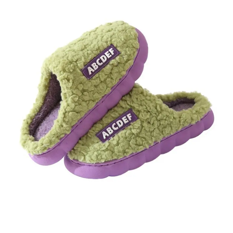 Thick-soled fluffy slippers women's autumn and winter moon shoes household home couples indoor warm non-slip cotton slippers wholesale - Image 26