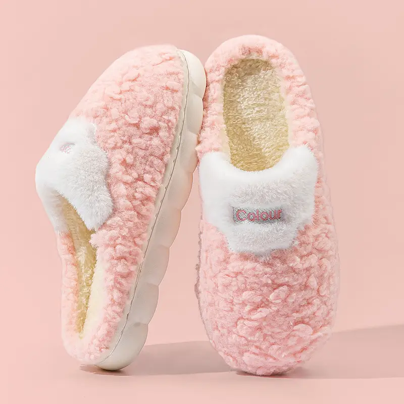 Thick-soled fluffy slippers women's autumn and winter moon shoes household home couples indoor warm non-slip cotton slippers wholesale - Image 6