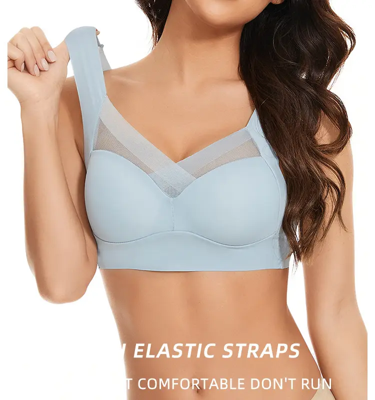 Cross-border plus size seamless sports bra beige — feature 10