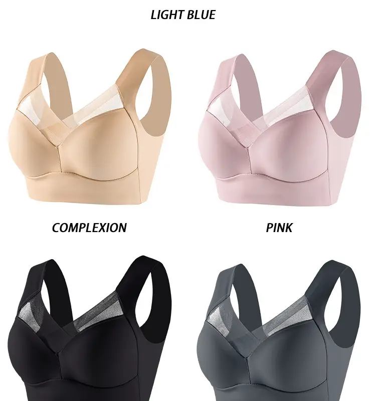 Cross-border plus size seamless sports bra beige — feature 16