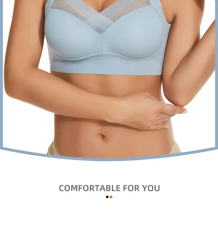 Cross-border plus size seamless sports bra beige — feature 2