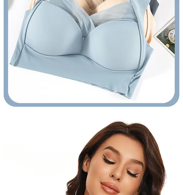 Cross-border plus size seamless sports bra beige — feature 9