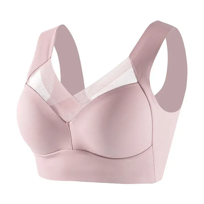 Cross-border plus size seamless sports bra beige - Image 3